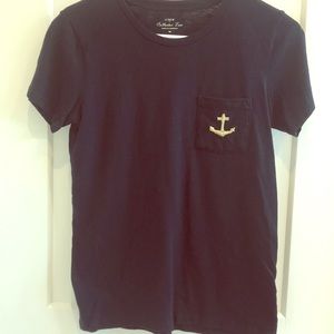 J. Crew navy top with gold anchor